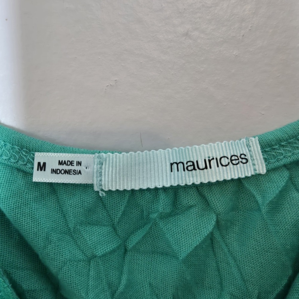 Maurices Y2K Style Lace Trim Cami Tank Top Women Medium Green Crinkle  Boho - Picture 5 of 6